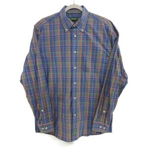 Orvis Shirt Mens Large Blue Green Plaid Active‎ Fit Button Down Long Sleeve Soft
